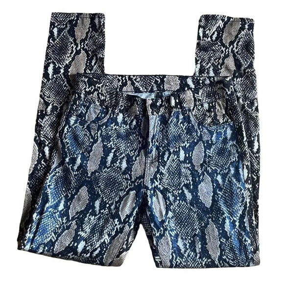 Vintage Y2K snakeskin  jeans with iridescent‎ blue front - Picture 1 of 4